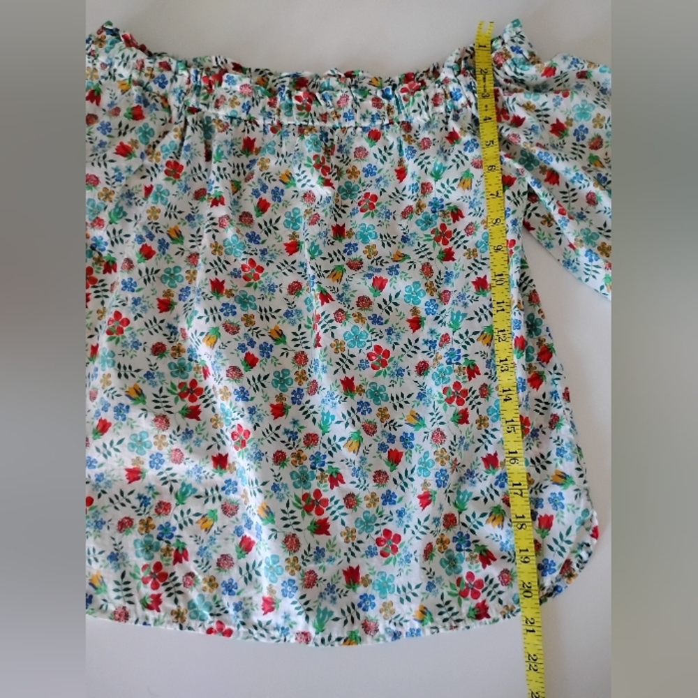 Liberty Art Fabric Tana Lawn Peasant Off The Shoulder Shirt Edenham Floral Sz 4 - Picture 13 of 14